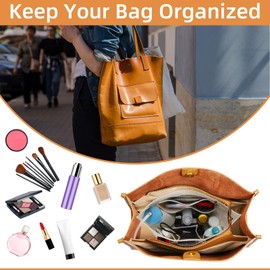 LITLANDSTAR Handbag Organiser, Felt Bag Organiser with Multiple Compartments, Handbag Folder Organiser with Key Ring for Women, Handbags, Grey