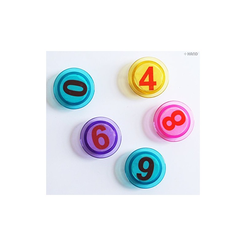 FQ30810 Strong Round Transparent Learning Assorted Colors Magnetic Numbers 0-9