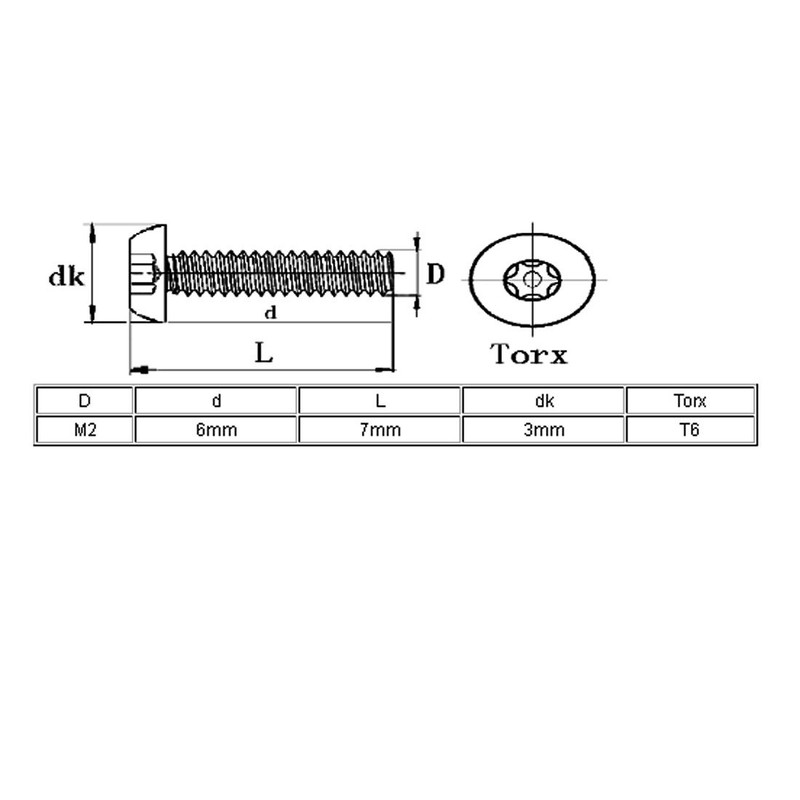 uxcell M2x6mm 304 Stainless Steel Button Head Torx Security Machine