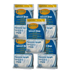 15 Panasonic U, U-3 & U-6 Upright Vacuum Cleaner Bags, MC-V145M, MC-115P, MC-V5000 thru MC-V5099, MC-V7300 thru MC-V7399, MC-V6200 thru MC-V6299