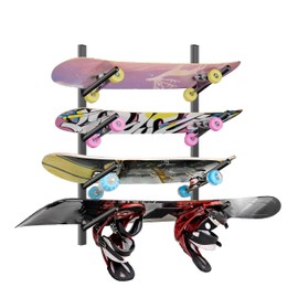 DEYOFA Skateboard Rack Wall Mount – Skateboard Wall Hanger, Snowboard Display Wall Mount, Ski Holder | 4-Floor Skateboard & Ski & Snowboard Storage Rack | Snowboard & Ski Lover Gifts