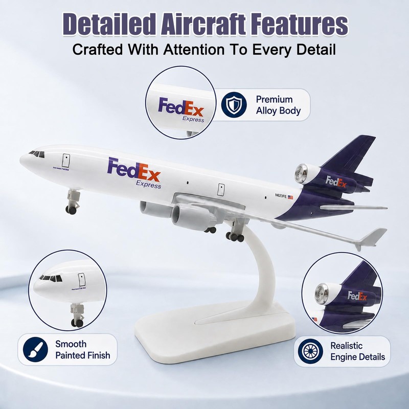 Nhemeylp Plane Model, 1:300 Diecast Aircraft Airplane Model, 20cm, MD-11