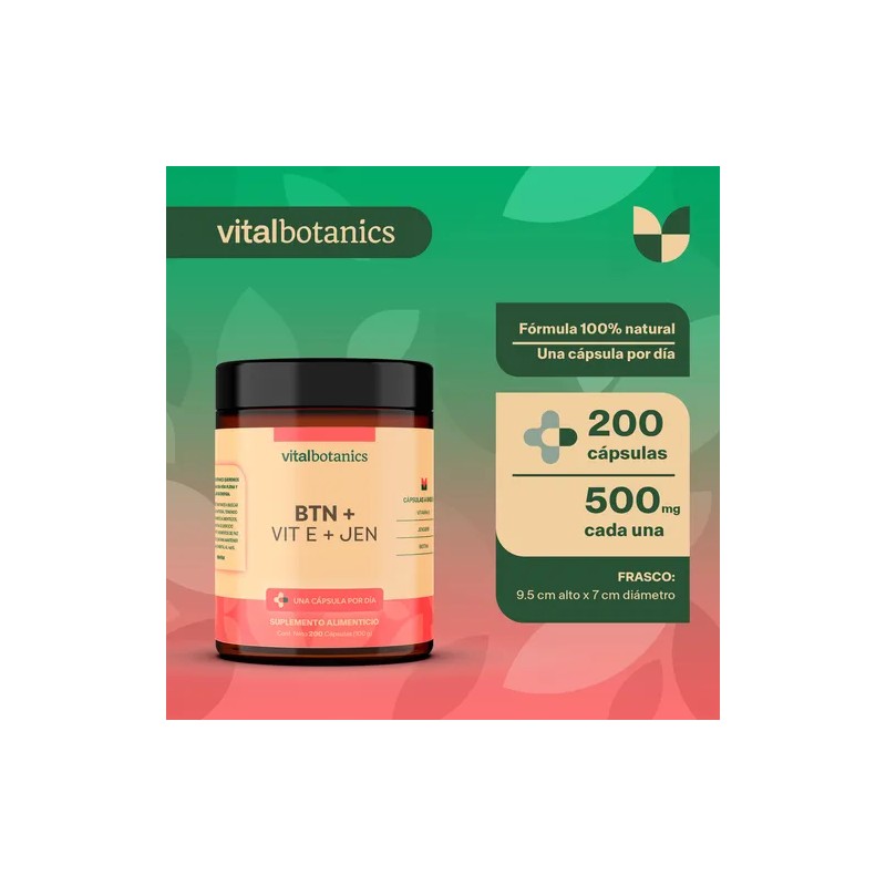 Vitamina E + Biotina Pura Con 200 Capsulas | Vitalbotanics