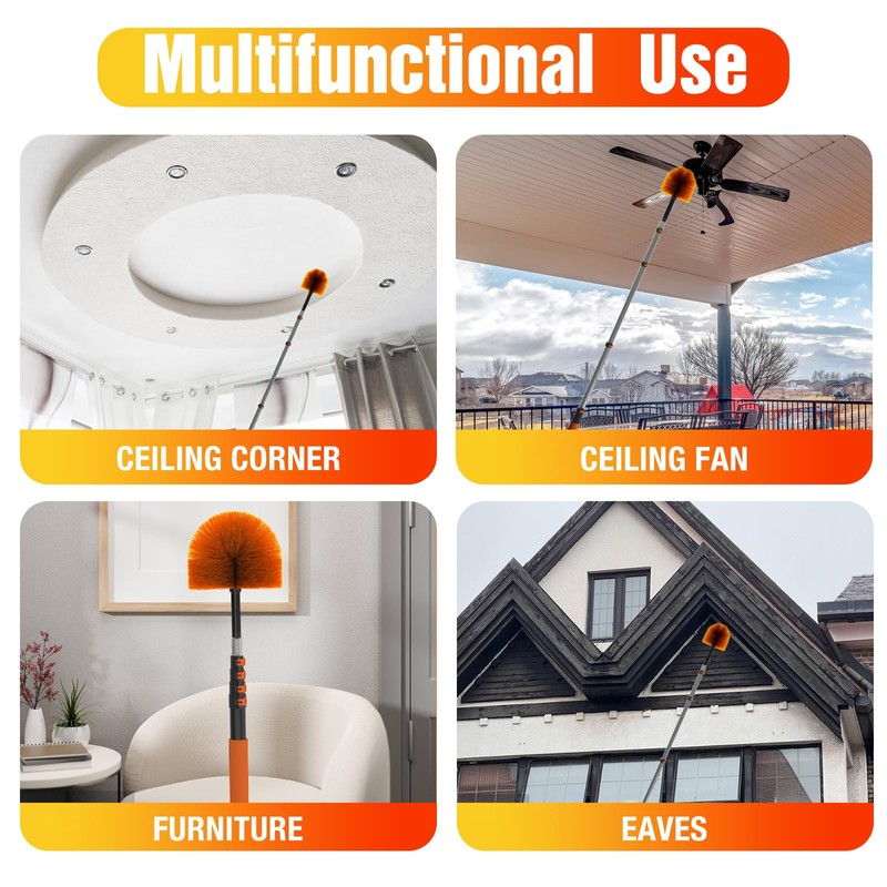 LAANPOLE 30FT (36FT Reach) Cobweb Duster with Extension Pole, Spider