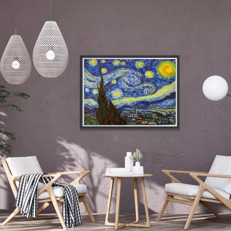 Dokpav La Noche Estrellada 5d Pintura De Diamantes Para Decoración