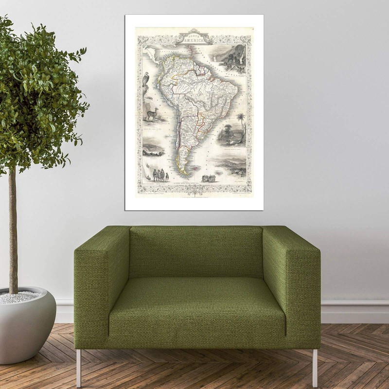 Spiffing Prints Tallis Map of South America 1850
