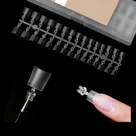 ISHR Trapezoid Cofi Short Nail Tip, Set of 300, 12 Sizes, Half Cover, Clear Tip, French Nails, Flesh Nails, Ultra Thin, Semi-Stick, Non-marking, Natural Fit, Nail Supplies, Practice (B, 300 Sheets)