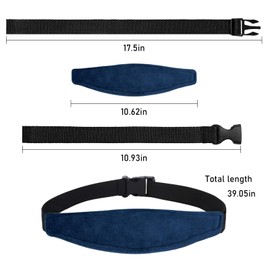 3 Pieces Baby Car seat Head Support - Head Band Strap Headrest, Sleep Sling Sleep Locator for Infants and Toddlers Cute Pattern Kids Travel（Soft Navy）