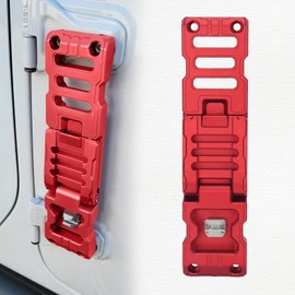 GLOBLED Side Door Hinge Foot Step Compatible with 2007-2024 Jeep Wrangler JK JKU JL JLU & Gladiator JT, Aluminum Alloy Folding Foot Pedal, Door Hinge Step with Bottle Opener 1 Pack (Red)