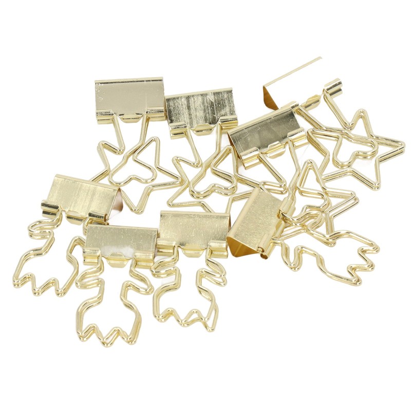 30pcs Gold Binder Clips Flower Shape Pentagonal Heart Shape Electroplating