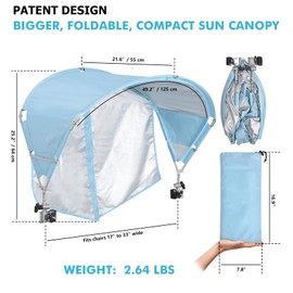 Universal Chair Umbrella Canopy, UPF 50+ Sun Shade with Adjustable Clamp, Fits Most Brands’ Beach, Camping, Lawn, Tanning, Zero Gravity, Lounge & Fishing Chairs, Patent Design