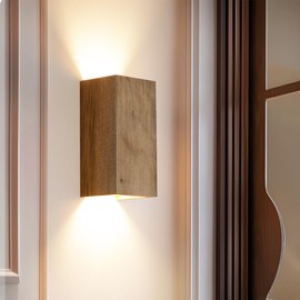 Modern Wood Plug in Wall Sconce, Up and Down Lighting Wall Light Fixtures with Switch for Living Room, Bedroom, Hallway, Stairwell, Gu10 Lamp Base Wireless Wall Sconces Decor(No Bulbs)