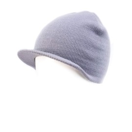 AcademyFits Quality Cotton Beanie Visor Cap Cuffed Cuffless Flat Curve Visor Men Women Unisex Winter Hat (Gray Cuffless)