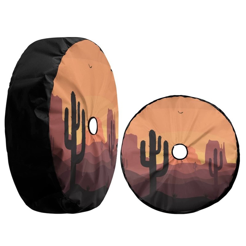 Foruidea Desert Sunset Cactus Spare Tire Cover with Backup Camera