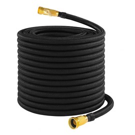 Brisavia Garden Hose 100 ft – Non-Expandable Lightweight & Flexible Water Hose, Leak-Proof Fabric Hose with Shut-Off Valve for Yard, Outdoor Watering, Car Wash & More