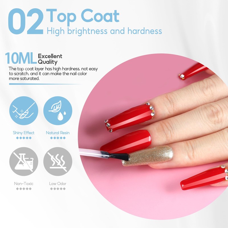 Coscelia Base e Top Coat Semipermanente, 10ML x 2 Base
