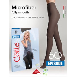 Conte Semi Opaque Warm Thick Durable Microfibra Tights Episode 50 Den, Grey (Graphite), Large