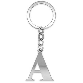 SoulCats Letter Keyring Silver A-Z Shiny Initials Keychain Stainless Steel, Stainless Steel