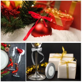 Christmas Ribbons for Crafts, Satin Ribbons Glitter Ribbon for Gift Wrapping,Christmas Tree Decoration, Christmas Crafts Supplies for Christmas Bows,Gold Ribbon Red Ribbon Green Ribbon Silver Ribbon