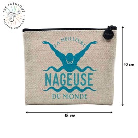 Canvas Bag - Le Best Le Meilleur du Monde Passion Work Leisure Sport Collegue Family - Linen Look Cosmetic Bag - Toiletry Bag - Purse, Swimmer, Cosmetic bag