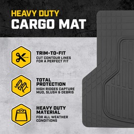 CAT Heavy Duty SUV Black Cargo Liner & Car Trunk Mat - Universal Trimmable All Weather Cargo Mats for Back of SUV - SUV Trunk Mat & Carpet Cover Trunk Liner - Cargo Cover Trunk Cover 53" x 36.25"