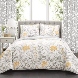 XTMYI Light Grey White Window Curtains for Living Room 84 Inch Length 2 Panels Set Grommet Voile Drapes Leaf Floral Print Design Striped Patterned Sheer Curtain Panels for Bedroom 84 Inches Long Gray