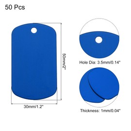 Rebower Aluminum Blank Tags Engraving Metal Stamping Blanks,[for Number Tag, Dog Tag,Pendant Decoration] - 2 x 1.2 Inch/Blue / 50 Pcs