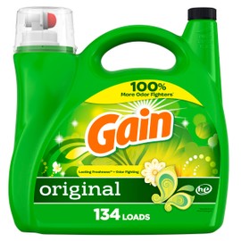 Gain Liquid Laundry Detergent, Original Scent, 194 fl oz, 134 loads, Freshness + Odor Fighting, Laundry Detergent Liquid Soap, HE compatible