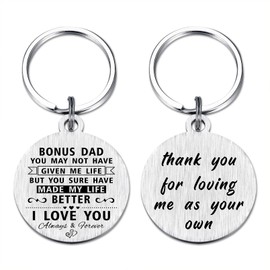 MOQIYXL Bonus Dad Father's Day Gifts, Step Dad Christmas Gifts Keyring, Meaningful Stepdad Birthday Gifts, Thank You for Loving Me As Your Own