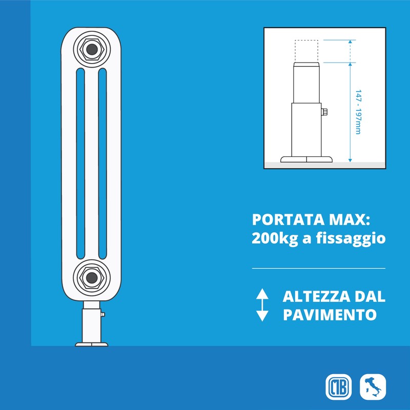 MB Adjustable Base without Drill Holes for Tubular Radiators -