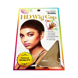 Touchups HD Wig Cap Invisible/Transparent/Breathable/Stretch/One Size for Lace Front Wig (2 caps x 5 packs) (LIGHT BROWN)