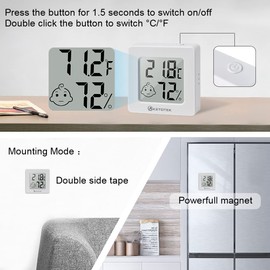 KETOTEK 5 Pack Room Thermometer Indoor Hygrometer Digital Mini Humidity Meter Temperature Monitor with Climate Indicator for Baby Room Greenhouse