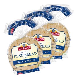 Toufayan Hearty White Flatbread – 15 Flatbreads (3 Packs of 5), Vegan, Kosher, Soft & Versatile Mediterranean-Style