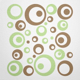 WANDfee® Wall Tattoo, Circles, Dots, 50 Stickers, Colour Choice For Children's Bedroom, Living Room, Hallway, Bathroom, Kitchen, Tile Stickers, brown
