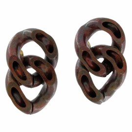 Distressed Copper Tone Chain Link Pierced Earrings Made In Italy Vintage 1' Adorable Statement Jewelry Earrings for Women AG5495