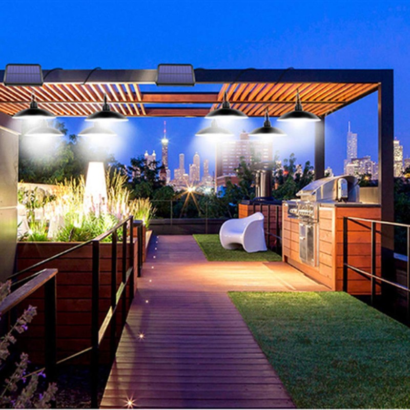 ABZXT Solar Pendant Lights Upgraded Double Bulb Lights IP65 Waterproof