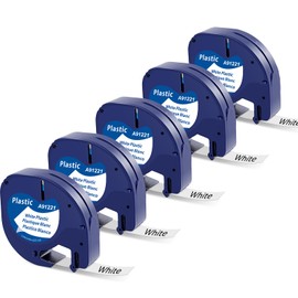 5 x Compatible for Dymo Letratag Label Tape 12 mm x 4 m Tapes, Compatible for Dymo Letratag Label Maker XR LT-100H LT-100T 200B, Black on White