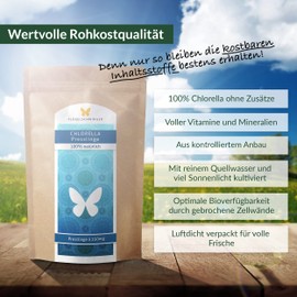 Flugelschwinger Chlorella Press Tablets 250 mg Each without Additives, Gentle Processing at Low Temperatures, Raw Food Quality