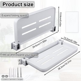PEUTIER RV Shelf, RV Aluminum Foldable Shelf 90 Degree Foldable Wall Shelf for Inside Wall-Mounted Folding Shelves Unleash Space for Camper Trailer Bed Kitchen Sofa (White)
