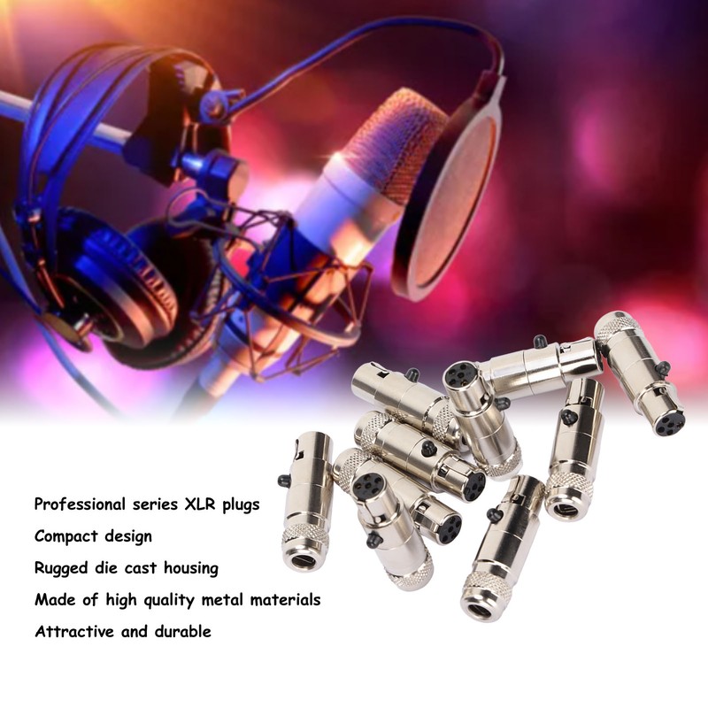 10pcs 5 Pin XLR Female Adaptor Mini Metal XLR Female