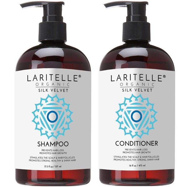 Laritelle Organic Hair Care Set Silk Velvet: Shampoo 17.5 oz + Conditioner 16 oz