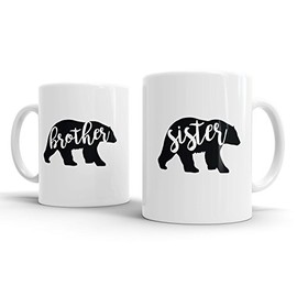 Brother Sister Bear Family Twinpack 11oz Ceramic Novelty 2X Mugs Gift Present