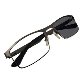 Circleperson Men Photochromic Light-sensible Reading glasses Sun readers spring hinges 55-17 UV protection,gunmetal,+2.75