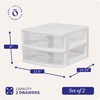 HOMZ 2-Pack 2-Drawer Storage Cart, Clear Plastic Drawers, 14.25" Wide
