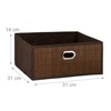 2 x Storage Baskets Bamboo Bathroom Basket Square Fabric Shelf