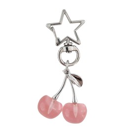 ZOONAI Cute Cherry Keychain Purse Charms for Women Girls,Sweet Star Cherry Bag Charms Keychain Wallet Purse Pendant (Pink)