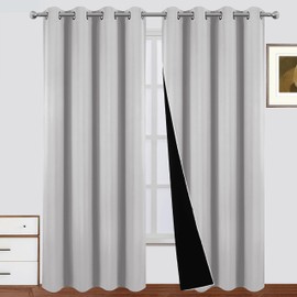 LEMOMO Blackout Curtains 52 x 95 Inch Light Grey Curtains 2 Panels Darkening Thermal Insulated Bedroom Curtains