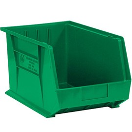Aviditi Plastic Stack/Hang Storage Bin Containers, 10-3/4 x 8-1/4 x 7 Inches, Green, Pack of 6, for Organizing Homes, Offices, Garages and Classrooms