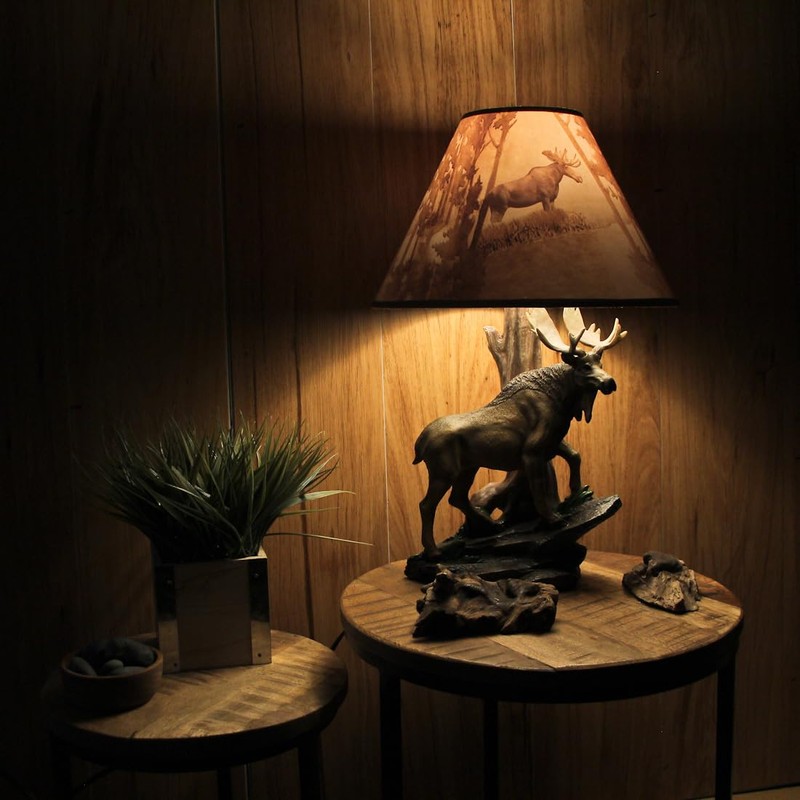 North American Bull Moose Table Lamp with a 12-Inch Diameter
