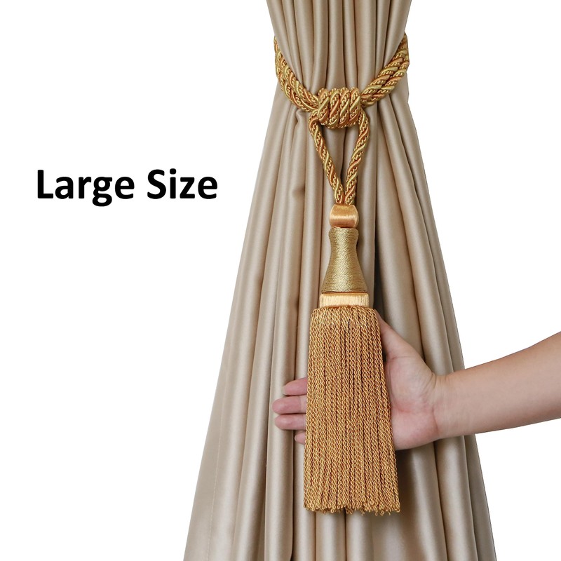 HedongHexi 2 Pack Large Tassel Curtain Tiebacks, Luxury Curtain Rope